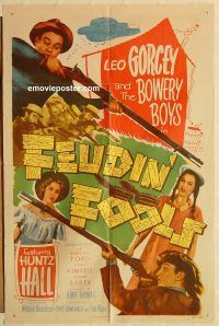 y372 FEUDIN' FOOLS one-sheet movie poster '52 Leo Gorcey, Bowery Boys