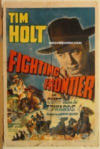 y375 FIGHTING FRONTIER one-sheet movie poster '42 Tim Holt, Ukulele Ike