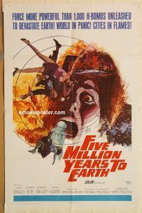 y393 FIVE MILLION YEARS TO EARTH one-sheet movie poster '67 Roy Ward Baker