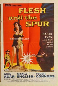 y400 FLESH & THE SPUR one-sheet movie poster '56 Agar, AIP naked fury!