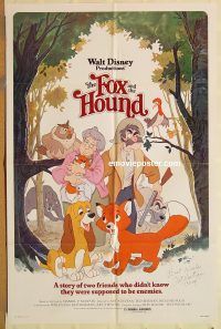 y417 FOX & THE HOUND signed one-sheet movie poster '81 Pat Buttram