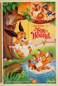 y416 FOX & THE HOUND one-sheet movie poster R88 Walt Disney animals!