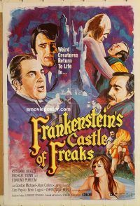 y420 FRANKENSTEIN'S CASTLE OF FREAKS one-sheet movie poster '74 horror!