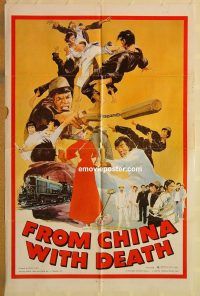 y431 FROM CHINA WITH DEATH one-sheet movie poster '74 Ma Wu, kung fu!
