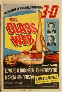 y461 GLASS WEB one-sheet movie poster '53 Robinson, nearly naked 3D girl!