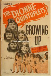 y487 GROWING UP one-sheet movie poster '40 Dionne Quintuplets!