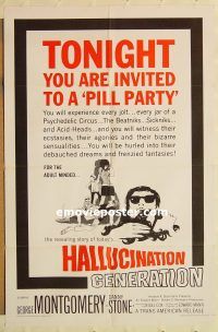 y498 HALLUCINATION GENERATION one-sheet movie poster '67 drugs!