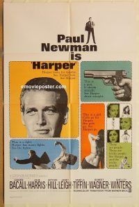 y505 HARPER one-sheet movie poster '66 Paul Newman, Lauren Bacall