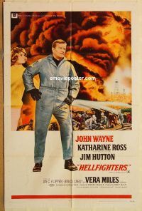 y512 HELLFIGHTERS one-sheet movie poster '69 John Wayne, Katharine Ross