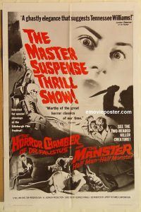 y530 HORROR CHAMBER OF DR FAUSTUS/MANSTER one-sheet movie poster '62 wild!
