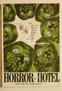 y531 HORROR HOTEL one-sheet movie poster '60 Christopher Lee