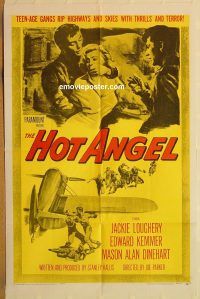 y534 HOT ANGEL one-sheet movie poster '58 teenage rebel gangs!