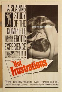 y535 HOT FRUSTRATIONS one-sheet movie poster '64 searing & erotic!