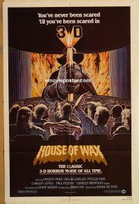 y546 HOUSE OF WAX one-sheet movie poster R81 3D Vincent Price, horror!
