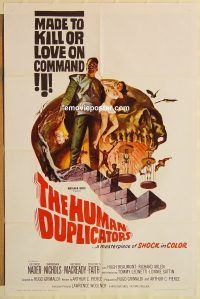 y553 HUMAN DUPLICATORS one-sheet movie poster '64 kill or love on command!