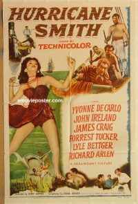 y556 HURRICANE SMITH one-sheet movie poster '52 Yvonne De Carlo
