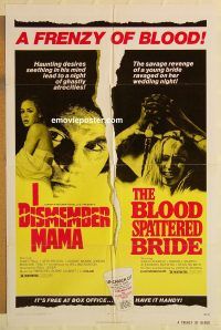 y559 I DISMEMBER MAMA/BLOOD SPATTERED BRIDE one-sheet movie poster '74