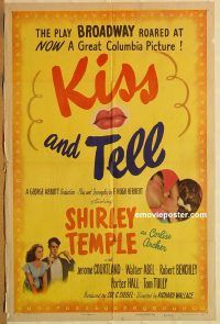 y610 KISS & TELL style B one-sheet movie poster '45 Shirley Temple