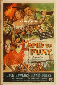 y625 LAND OF FURY one-sheet movie poster '55 Glynis Johns, Jack Hawkins
