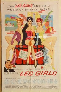 y649 LES GIRLS one-sheet movie poster '57 Cukor, Gene Kelly, Mitzi Gaynor