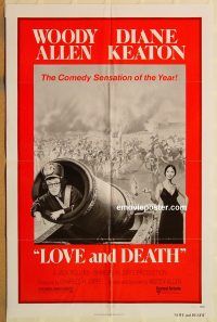 y679 LOVE & DEATH style C one-sheet movie poster '75 Woody Allen, Keaton
