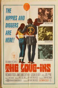 y685 LOVE-INS one-sheet movie poster '67 hippies & diggers sex!