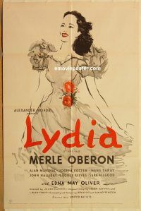 y692 LYDIA one-sheet movie poster '41 Merle Oberon, Edna May Oliver