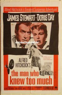 y704 MAN WHO KNEW TOO MUCH one-sheet movie poster R60s Stewart