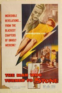 y706 MAN WHO TURNED TO STONE one-sheet movie poster '57 Victor Jory
