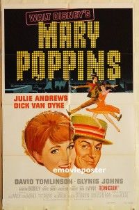 y720 MARY POPPINS one-sheet movie poster R73 Julie Andrews, Walt Disney