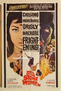 y740 MILL OF THE STONE WOMEN one-sheet movie poster '63 horror!