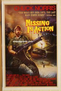 y746 MISSING IN ACTION one-sheet movie poster '84 Chuck Norris, Vietnam!
