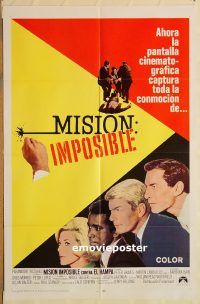 y747 MISSION IMPOSSIBLE Spanish one-sheet movie poster '67 Peter Graves