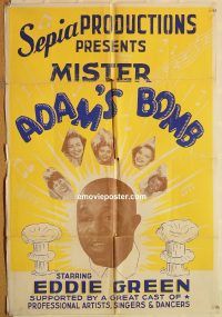 y749 MISTER ADAM'S BOMB one-sheet movie poster '49 Eddie Green, all-black!
