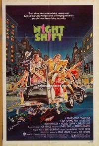 y805 NIGHTSHIFT one-sheet movie poster '82 Michael Keaton, Henry Winkler