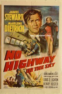 y807 NO HIGHWAY IN THE SKY one-sheet movie poster '51 Stewart, Dietrich