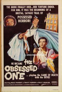 y818 OBSESSED ONE one-sheet movie poster '70s wild possessed horror image!