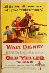 y827 OLD YELLER one-sheet movie poster R65 Disney, McGuire, Parker
