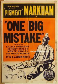 y831 ONE BIG MISTAKE one-sheet movie poster '40 Dewey Pigmeat Markham