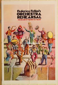 y839 ORCHESTRA REHEARSAL one-sheet movie poster '79 Federico Fellini