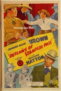 y845 OUTLAWS OF STAMPEDE PASS one-sheet movie poster '43 Johnny Mack Brown