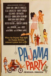 y850 PAJAMA PARTY one-sheet movie poster '64 Kirk, Annette Funicello