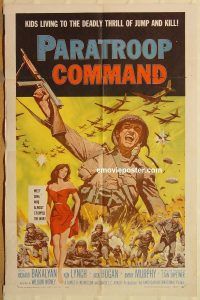 y855 PARATROOP COMMAND one-sheet movie poster '59 AIP, WWII sky-diving!