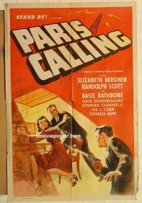 y856 PARIS CALLING one-sheet movie poster '41 Basil Rathbone, Scott