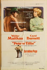 y866 PETE 'N' TILLIE one-sheet movie poster '73 Walter Matthau, Burnett