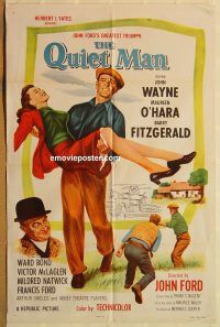 y903 QUIET MAN one-sheet movie poster R57 John Wayne, Maureen O'Hara