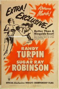 y913 RANDY TURPIN VS. SUGAR RAY ROBINSON style B one-sheet movie poster '51