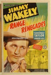 y914 RANGE RENEGADES one-sheet movie poster '48 Jimmy Wakely, western!