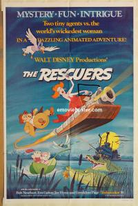 y926 RESCUERS one-sheet movie poster '77 Walt Disney mouse cartoon!