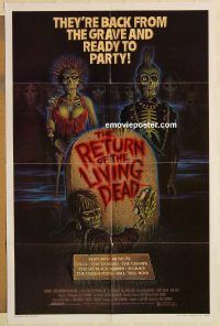 y930 RETURN OF THE LIVING DEAD one-sheet movie poster '85 wild horror image!